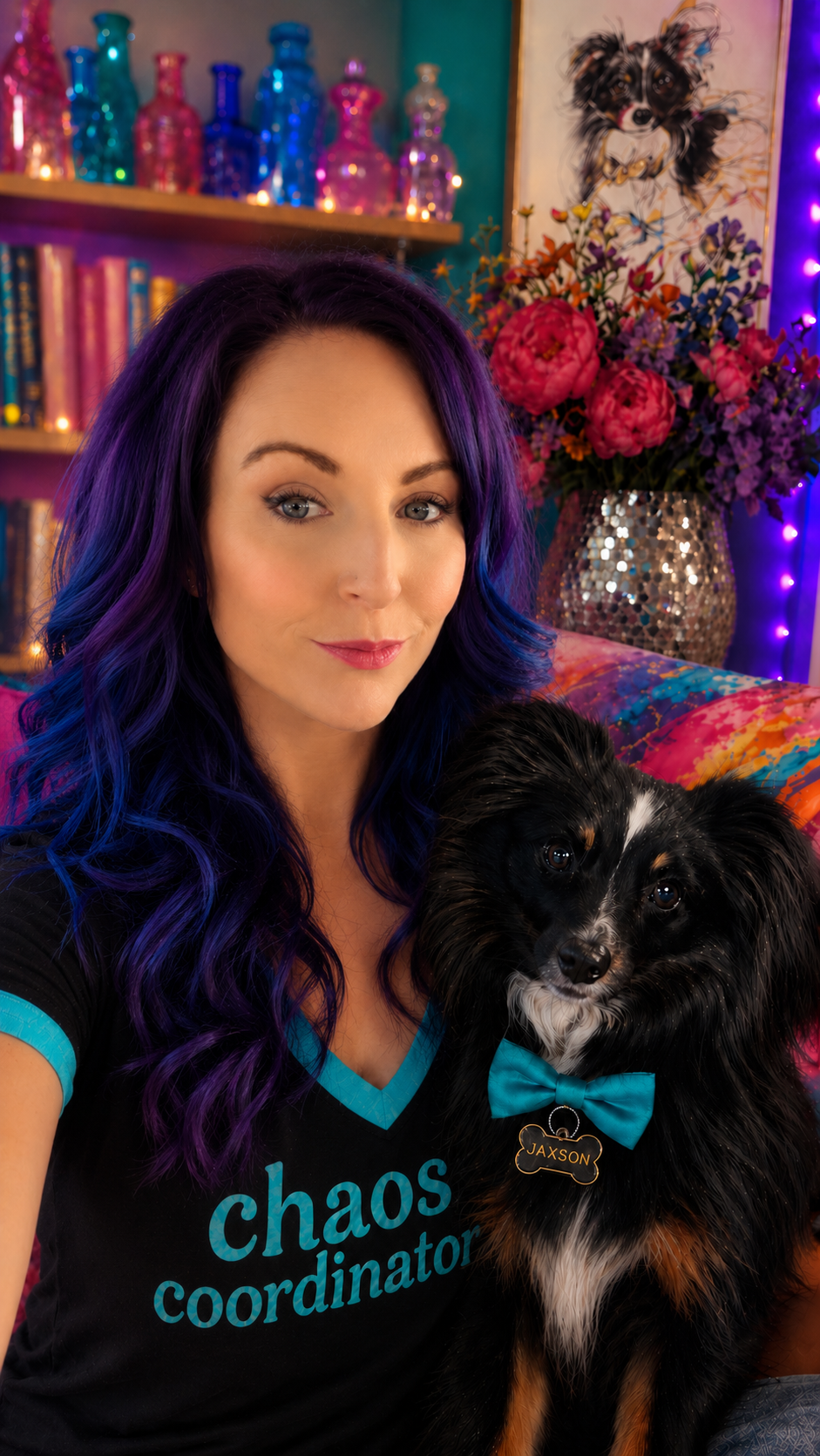 Jessica, founder of Gather + Glow, with her dog Jaxson